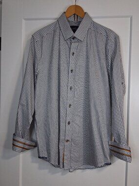 Robert Graham Shirt Mens Large Flip Cuff Geometric Pattern Long Sleeve Button Up